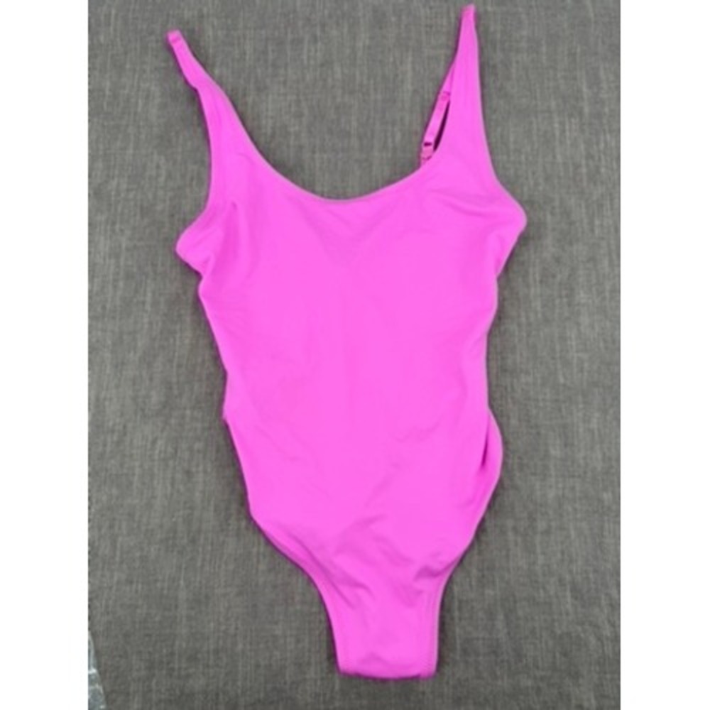 Skims Recycled Swim Scoop Neck One Piece Swimsuit Neon Orchid Size M Medium NWT